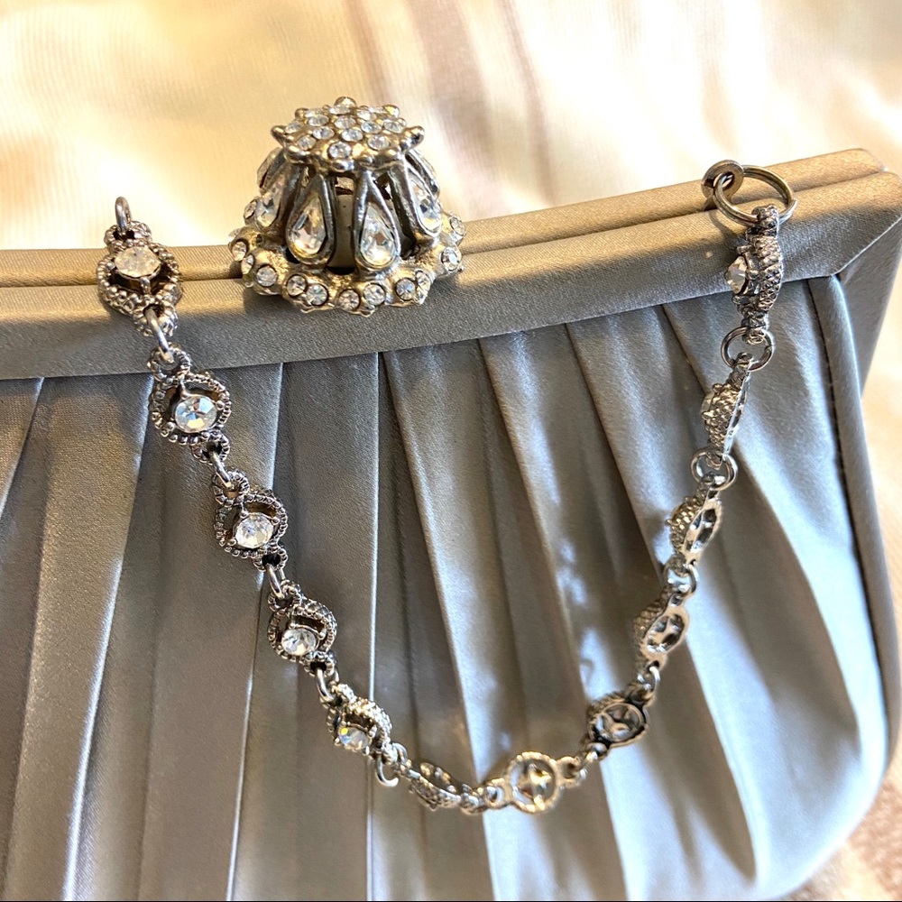 Nordstrom Satin Silver Clutch - Picture 6 of 8